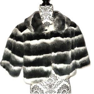 Mercer & Madison Short Sleeved Cropped Bolero Faux Chinchilla Fur Coat